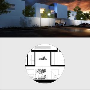 Corte Longitudinal - Casa Cubo