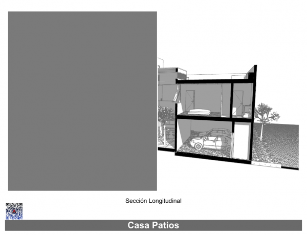 Corte Longitudinal 3D - Casa Patios