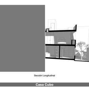 Corte Longitudinal 3D - Casa Cubo