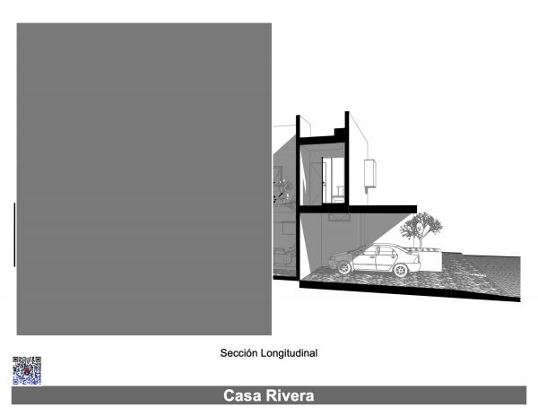 Corte Longitudinal 3D - Casa Rivera