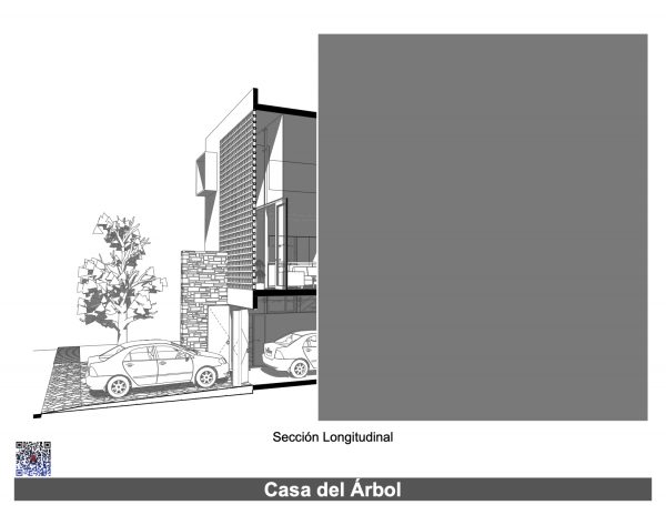Corte Longitudinal 3D - Casa del Árbol