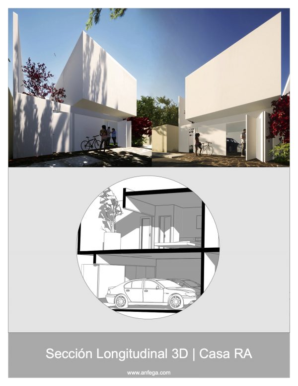 Sección Longitudinal 3D – Casa RA