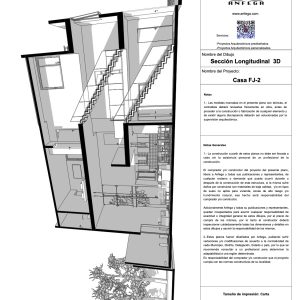 Sección Longitudinal 3D - Casa FJ-2