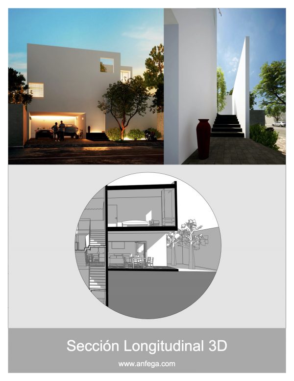 Sección Longitudinal 3D - Casa LZ