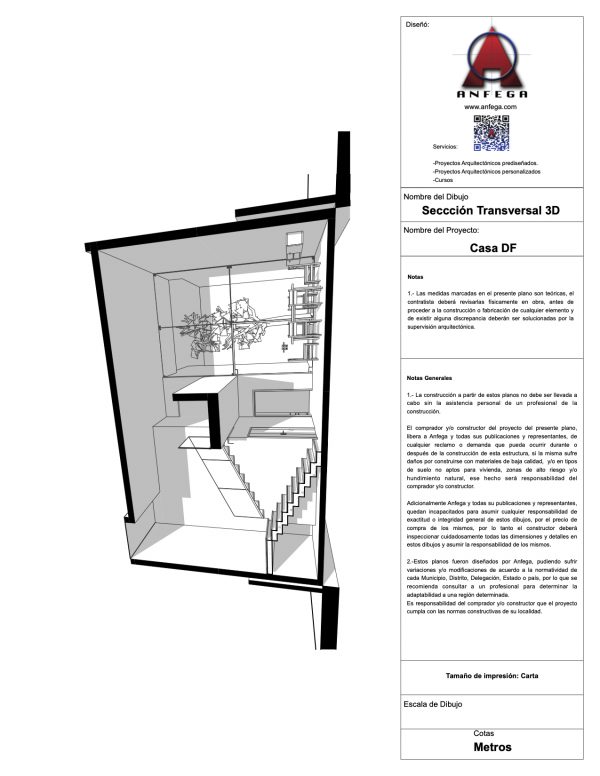 Sección Transversal 3D - Casa DF