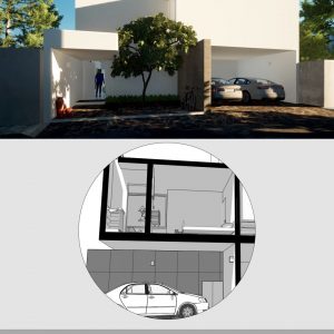 Sección Longitudinal 3D - Casa SBC