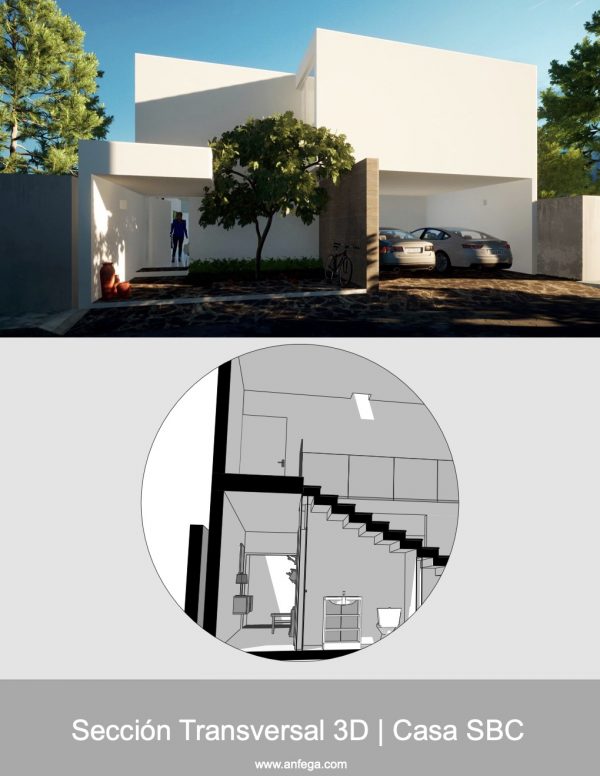 Sección Transversal 3D - Casa SBC