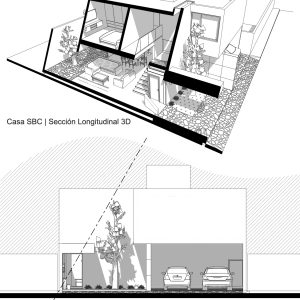 Sección Longitudinal 3D - Casa SBC