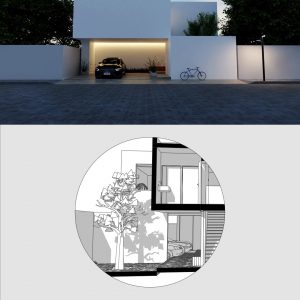 Sección Longitudinal 3D - Casa Doce
