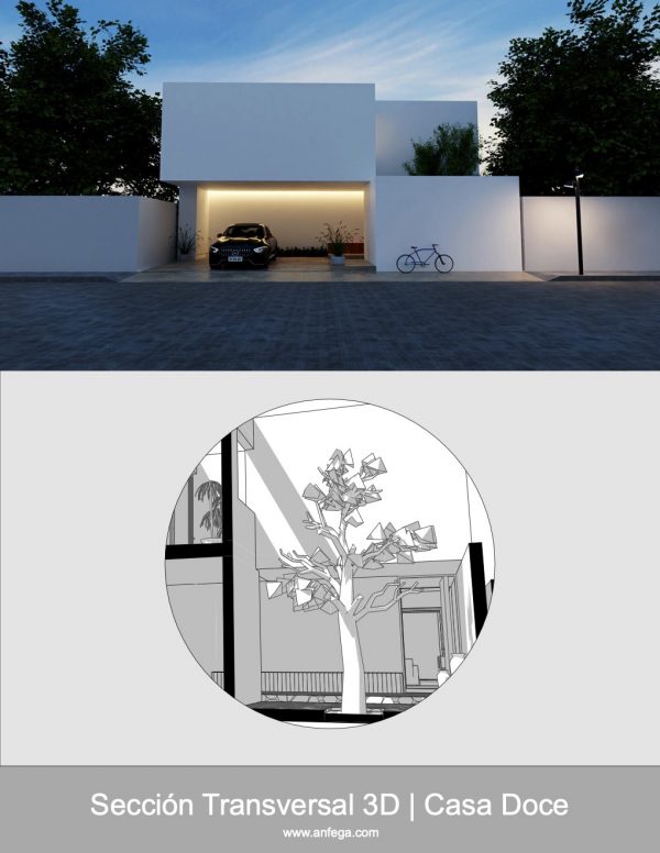 Sección Transversal 3D - Casa Doce