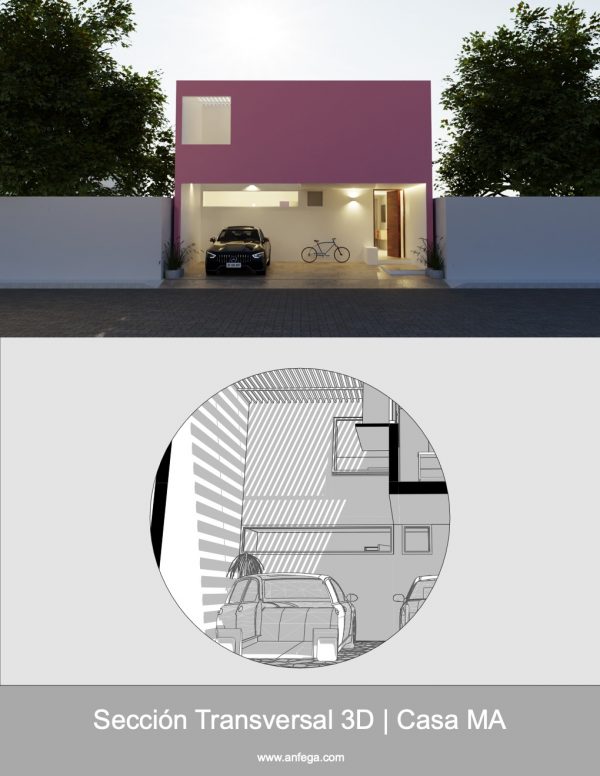 Sección Transversal 3D - Casa MA