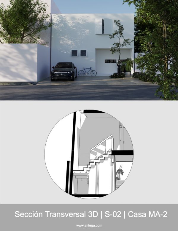 Sección Transversal 3D - S-02 - Casa MA-2
