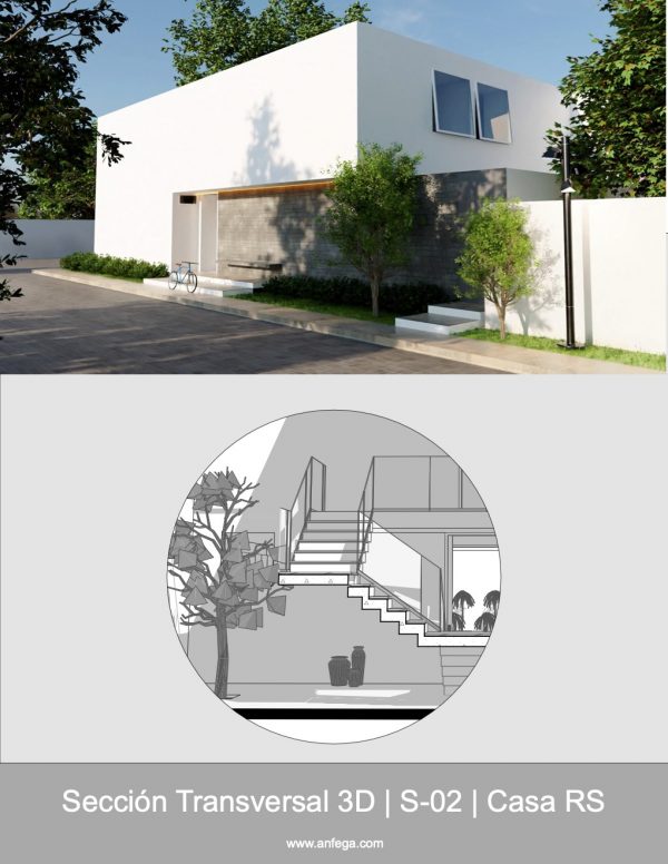 Sección Transversal 3D - S-02 - Casa RS