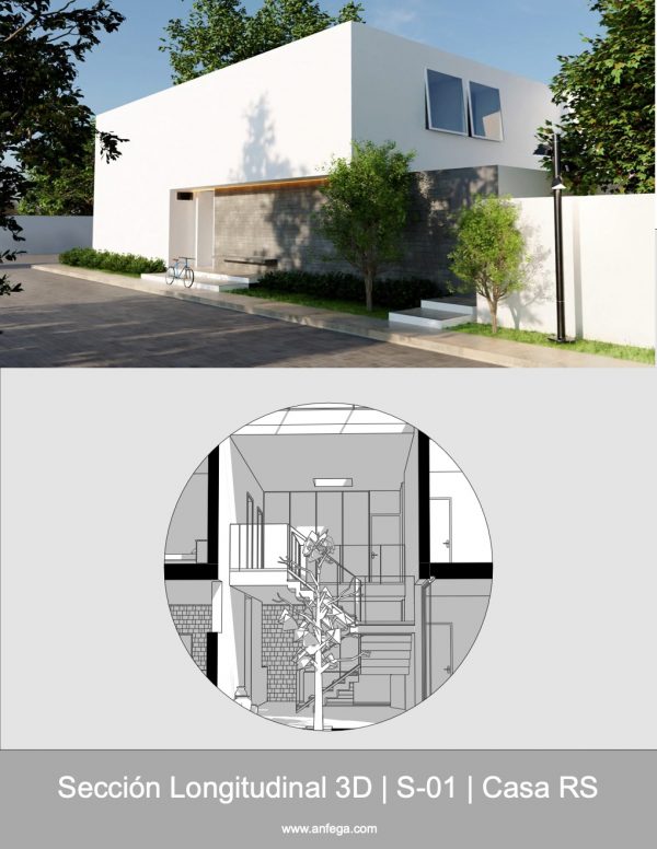 Sección Longitudinal 3D - S-01 - Casa RS